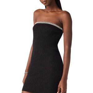 ba&sh Elegant Black Mini Dress with Silver Trim
